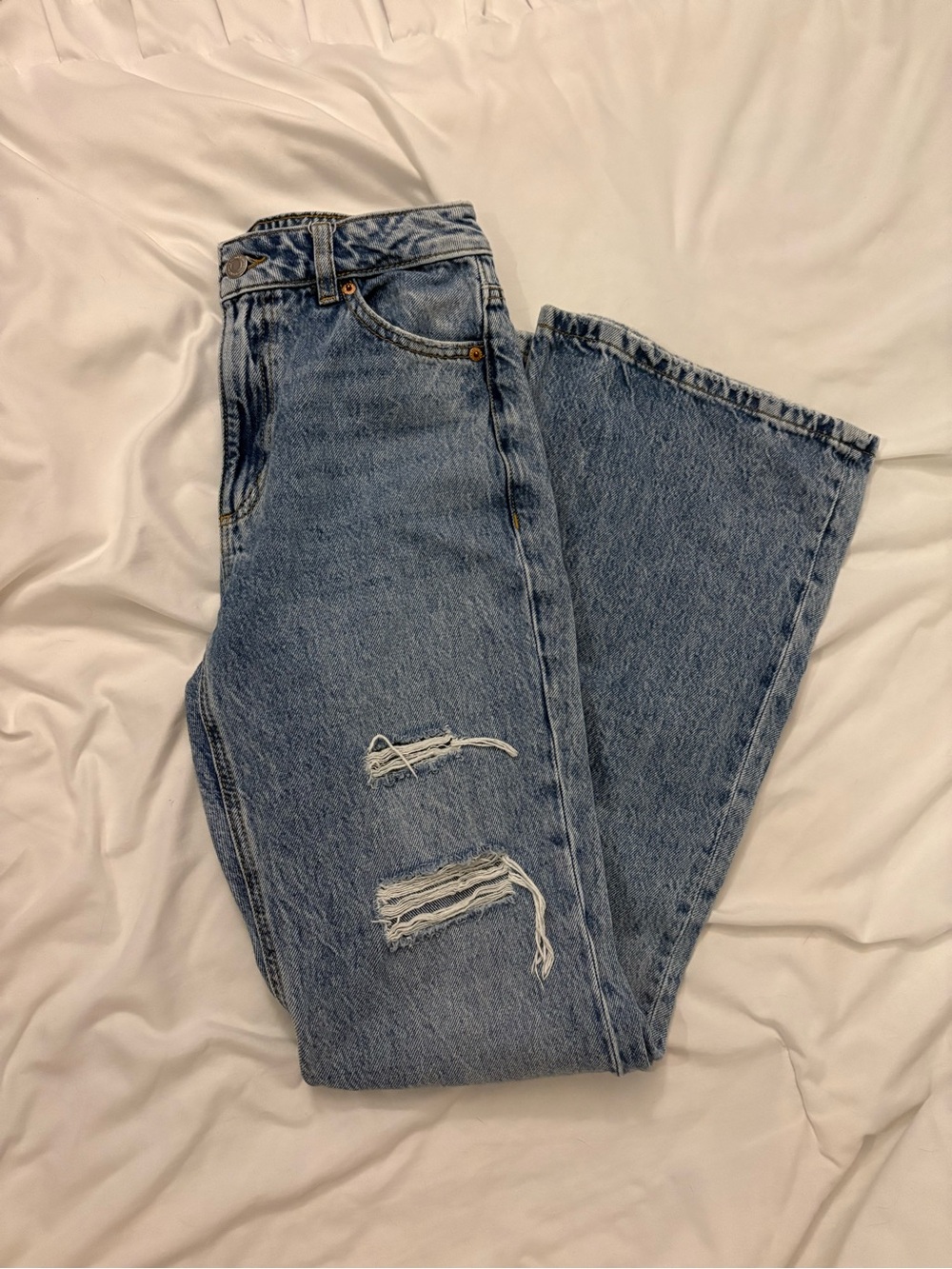 Dynamite Distressed High Waisted Flare Jeans